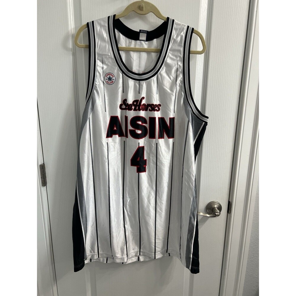 Rare VTG Converse Seahorses Aisin Junior Burrough #4 Basketball Jersey 3XL